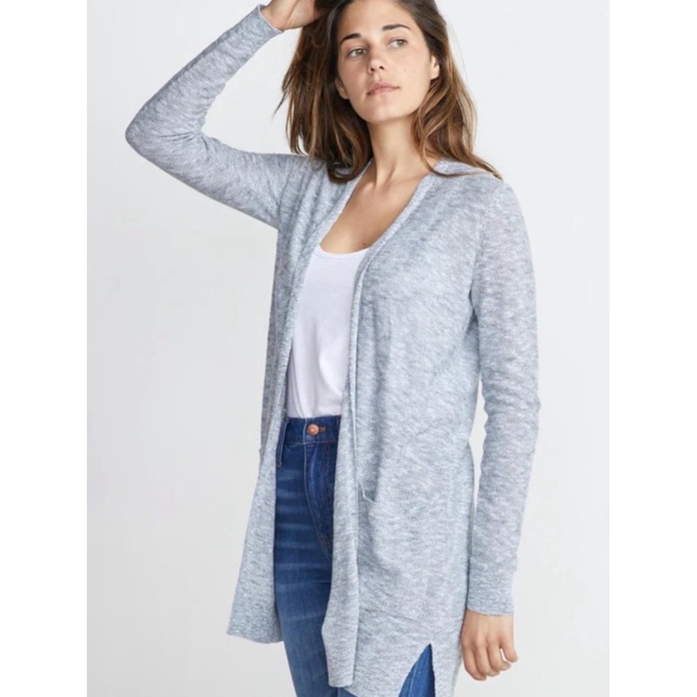 Marine Layer 100% Cotton Nantucket Cardigan XS Sweater Open Front Longline Gray